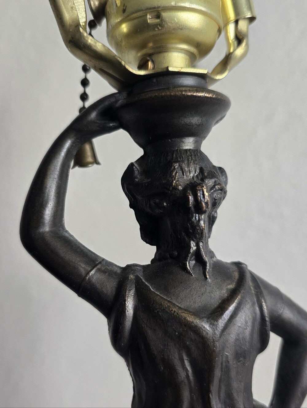 Brass Art Decco Victorian Lamp Standing Woman - Picture 5 of 8